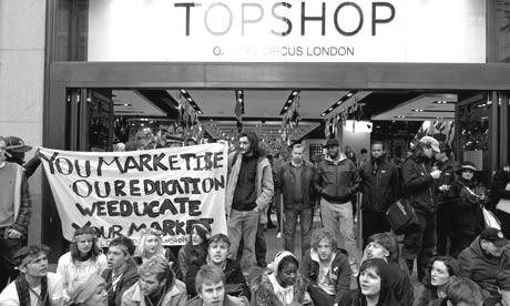 Imagen de las protestas en las tiendas Topshop