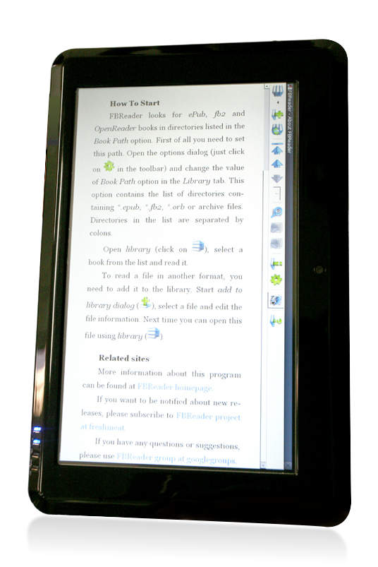 imagen del iFreeTablet como lector de libros electronicos